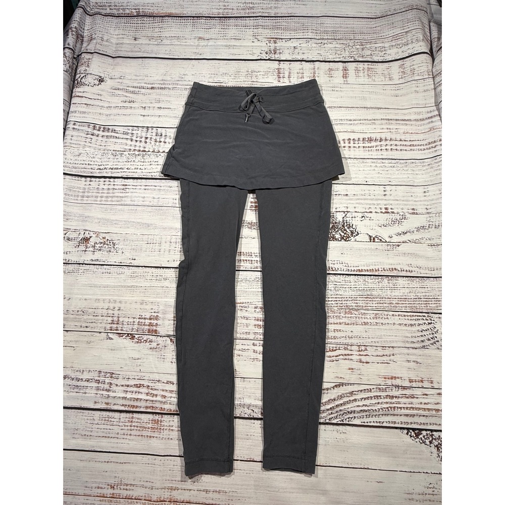 Athleta Skirted Leggings Gray Drawstring Activewear Skort Leggings Womens XS